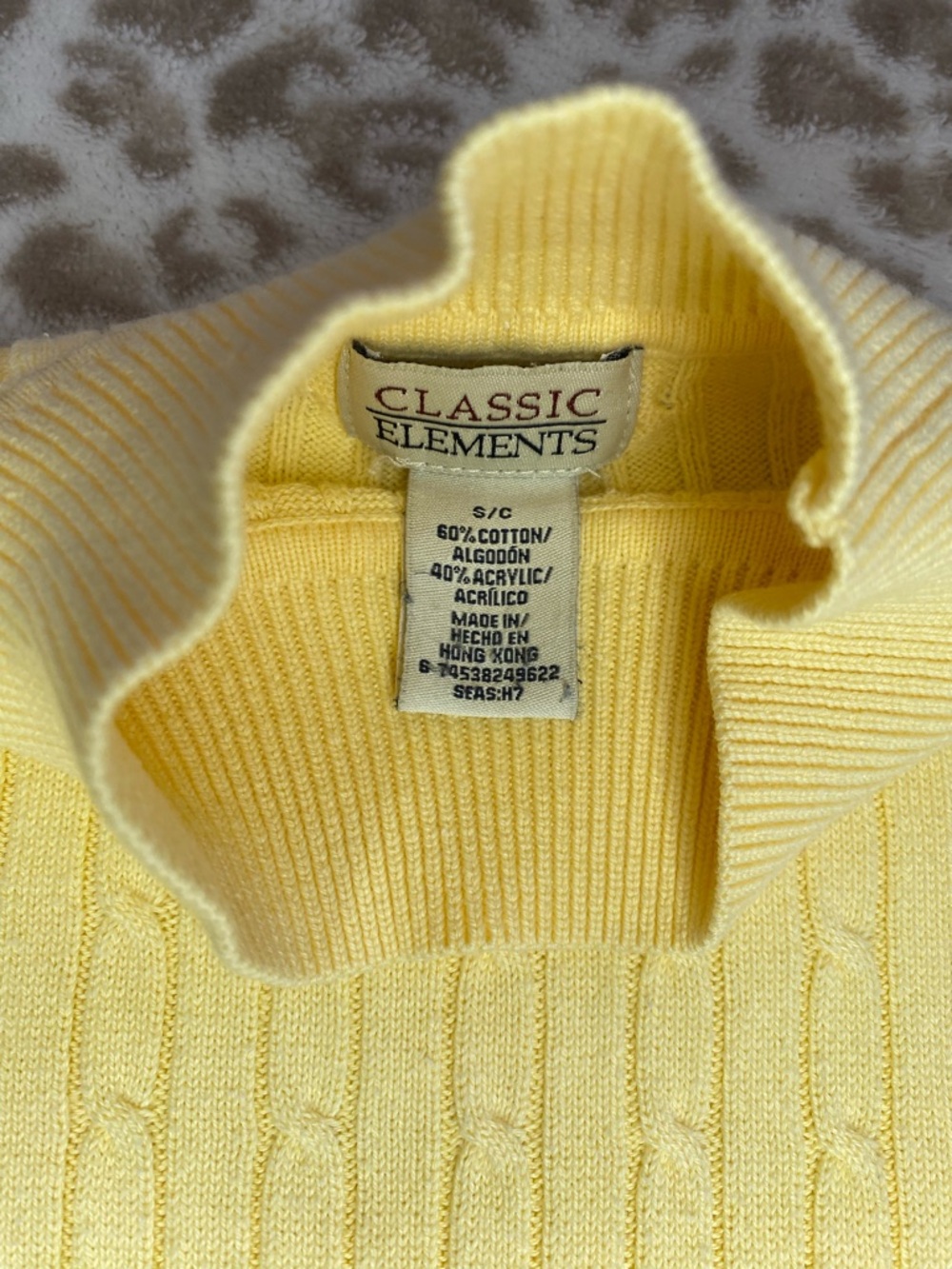 Classic Elements Butter Yellow Cable Knit Mock Neck Sweater, Soft, Cozy, Size S - Picture 5 of 12